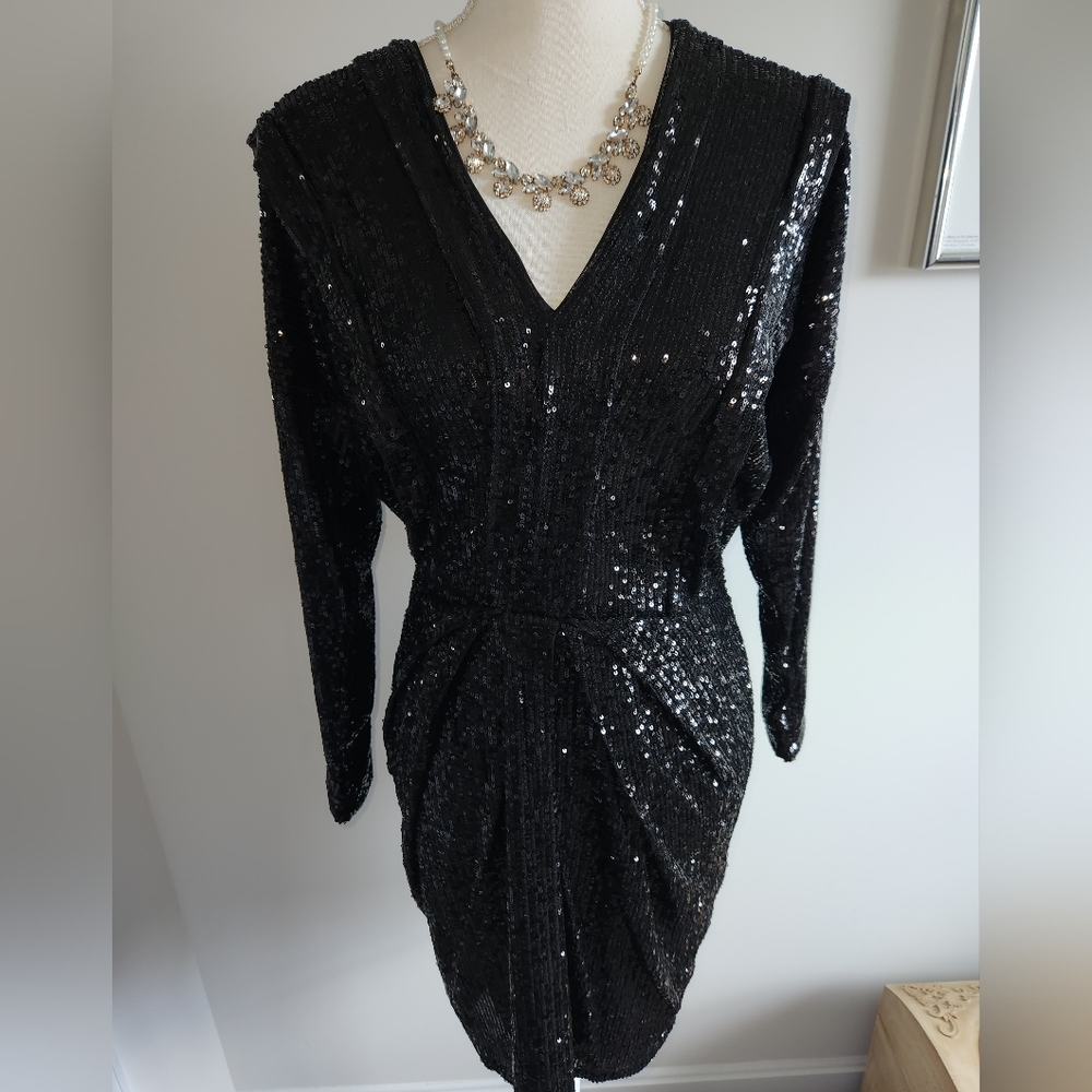 New With Tag WHBM Black Sequin Dress Size 6